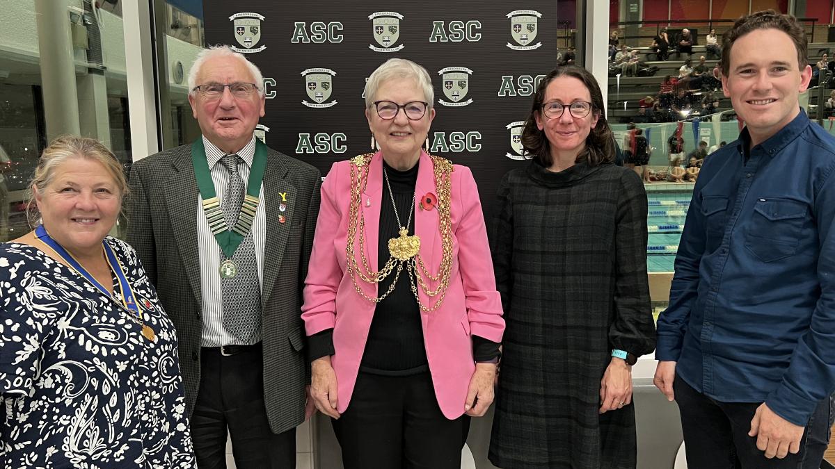 ASC President, Brian Dexter with former Lord Mayor of Leeds, Cllr Jane Dowson, 2023 Leeds Lord Mayor, Cllr Al Garthwaite and local Guiseley Labour councillors, Oliver Edwards and Eleonor Thompson.